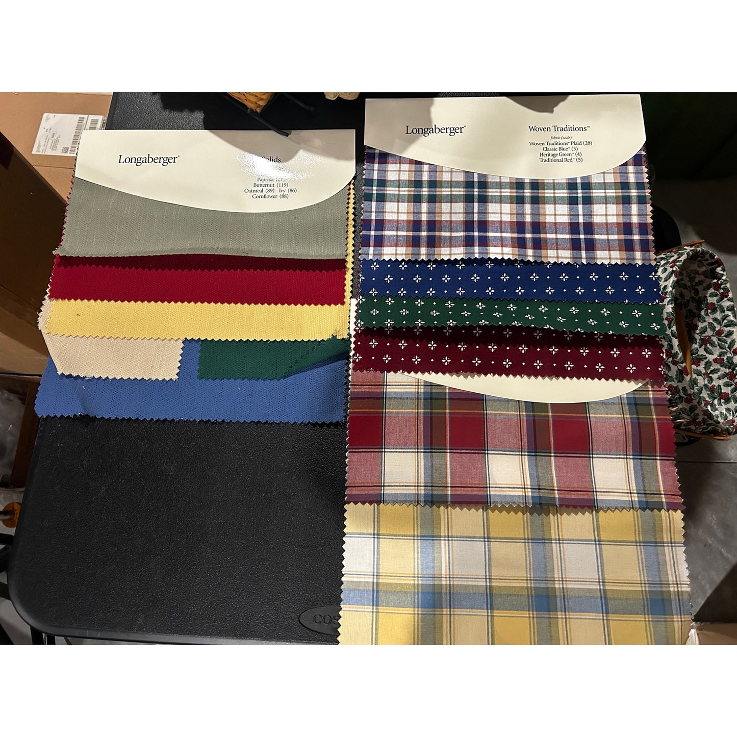 Longaberger Basket Fabric Samples lot quilting crafts botanical plaid solid