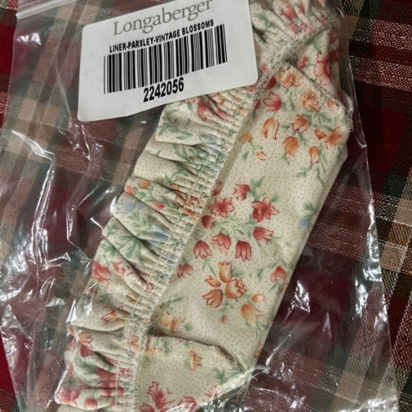 Longaberger VINTAGE BLOSSOMS Parsley basket liner NEW floral fabric