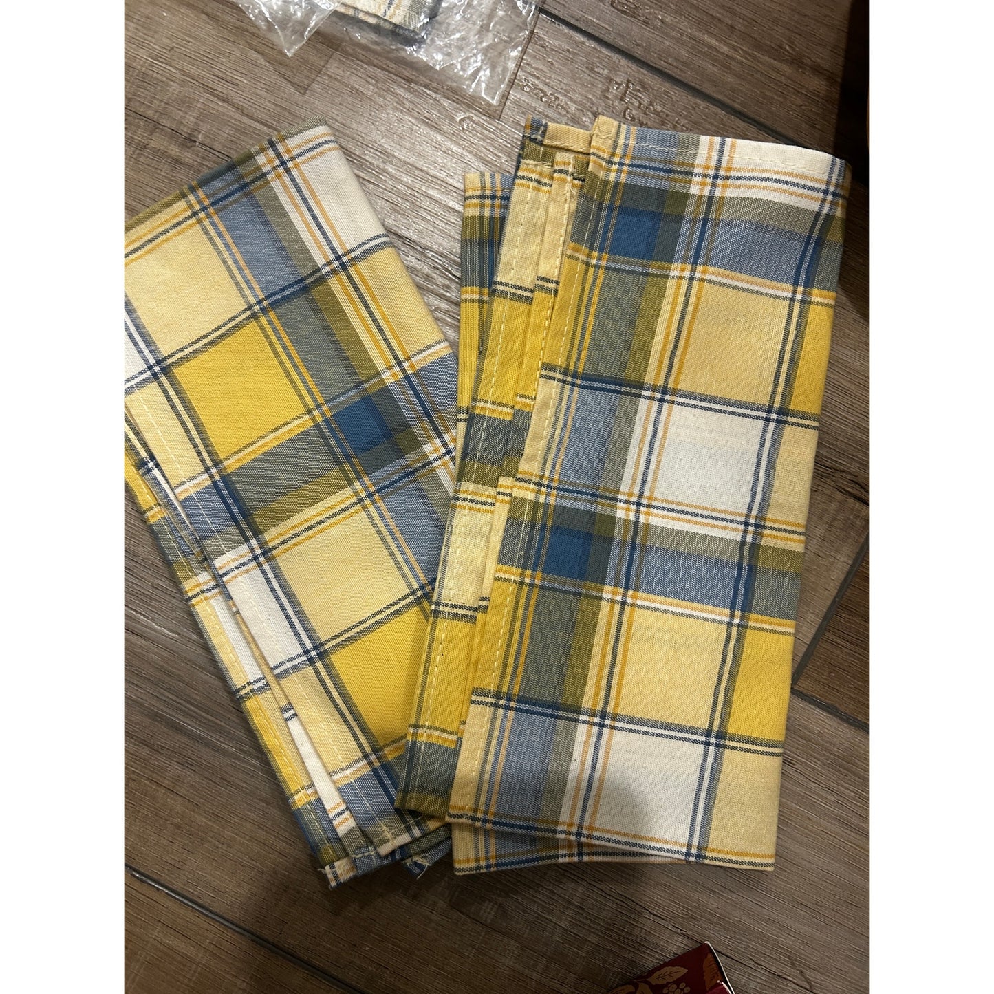 Longaberger CORNFLOWER PLAID NAPKINS 2 PK Fabric fall butternut