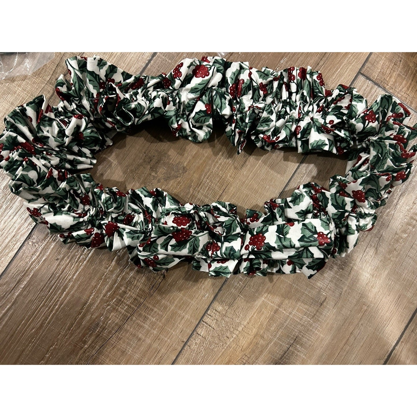 Longaberger Traditional Holly Large Basket Garter Fabric Bow Christmas