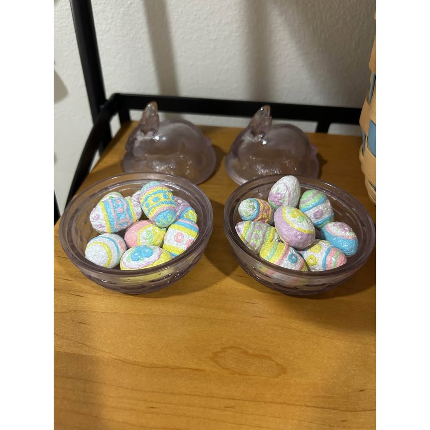 Longaberger Basket Easter Bunny Lavender Mini Glass Dishes miniature LB eggs HTF