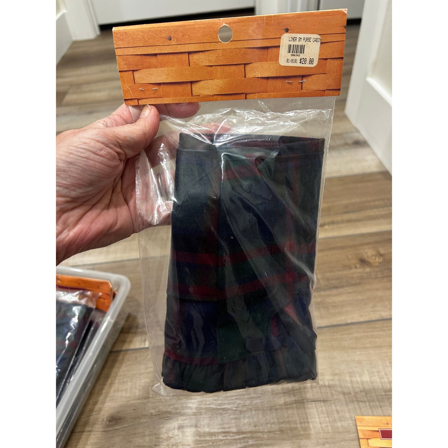 Longaberger SMALL PURSE Basket Liner CABIN PLAID Fabric NEW RARE