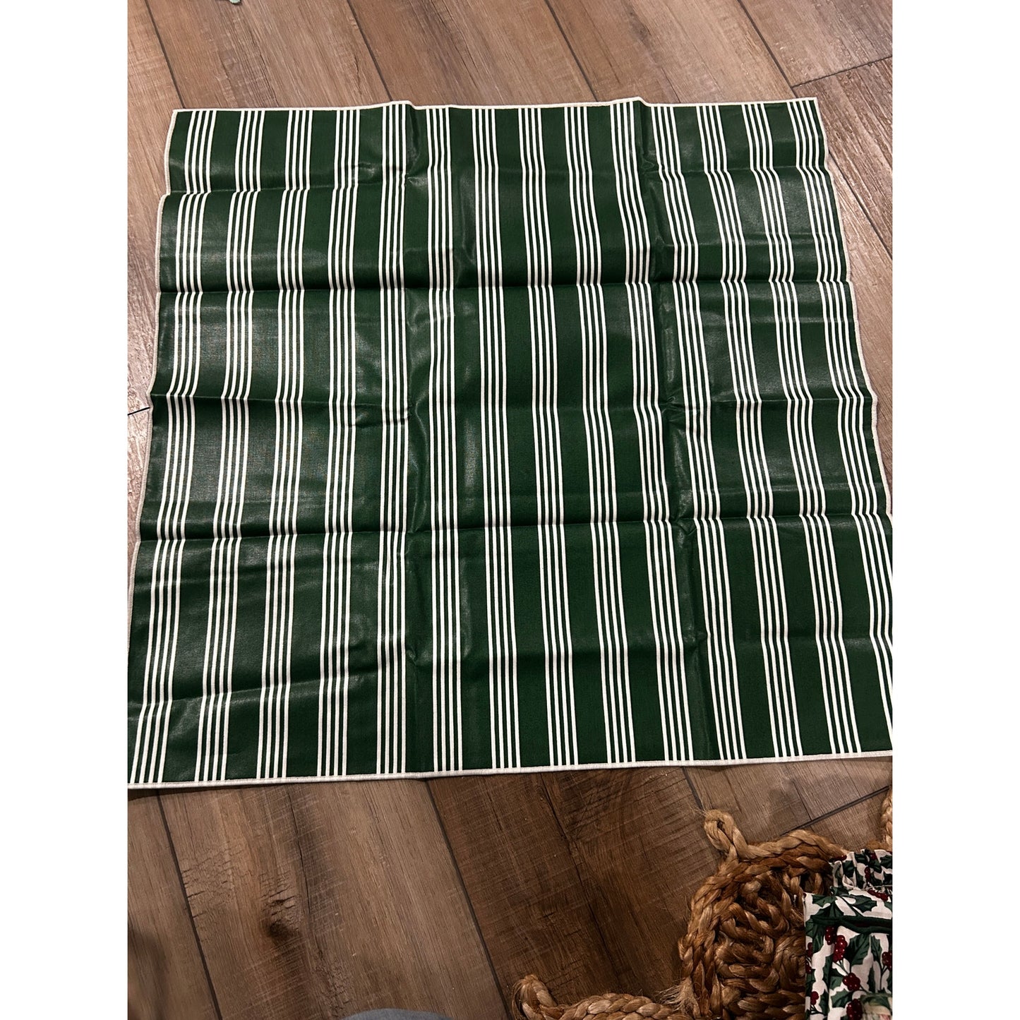 Longaberger Basket Traditional Holly 17" Fabric Square Reversible Christmas