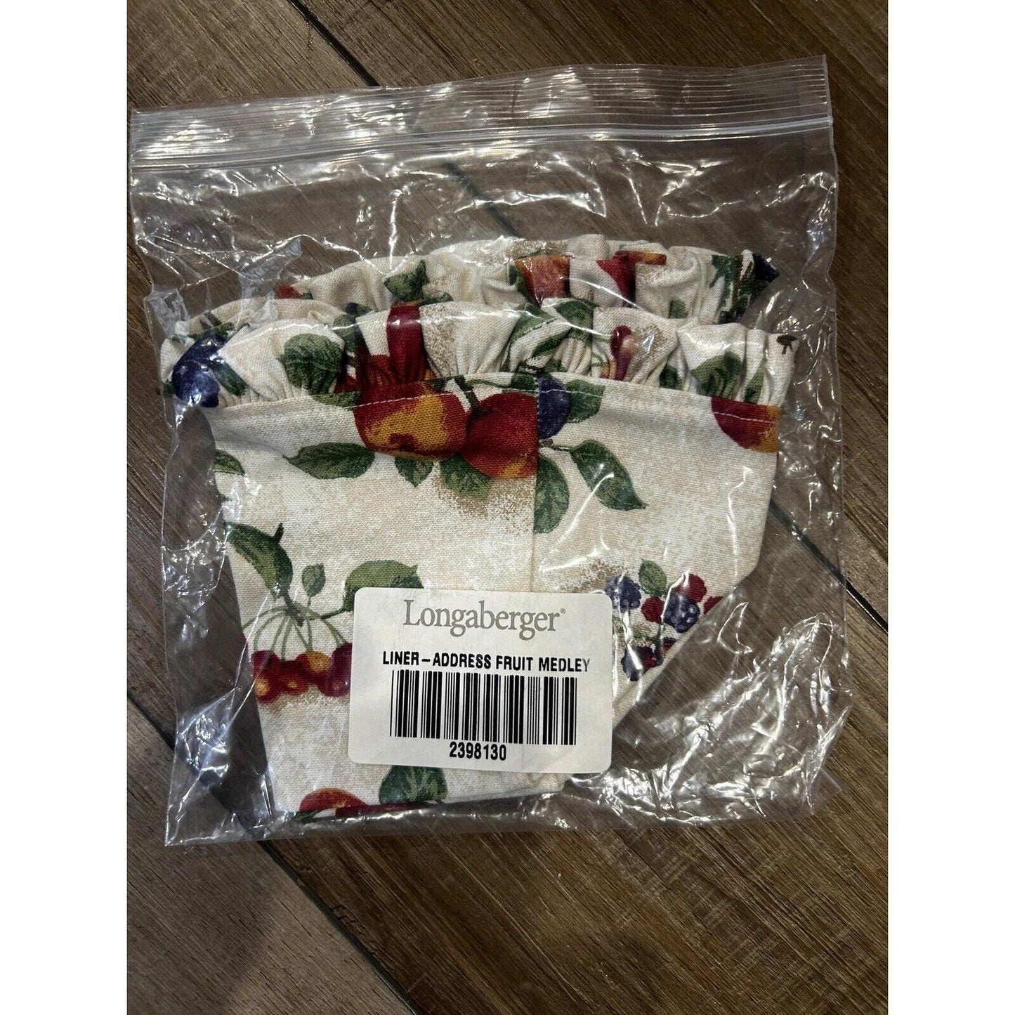 Longaberger Fruit Medley ADDRESS Basket Liner Ruffles NEW Made In USA