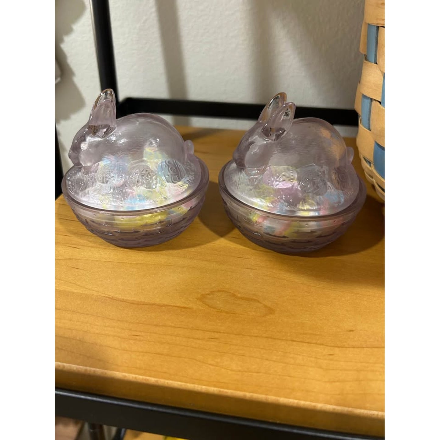 Longaberger Basket Easter Bunny Lavender Mini Glass Dishes miniature LB eggs HTF