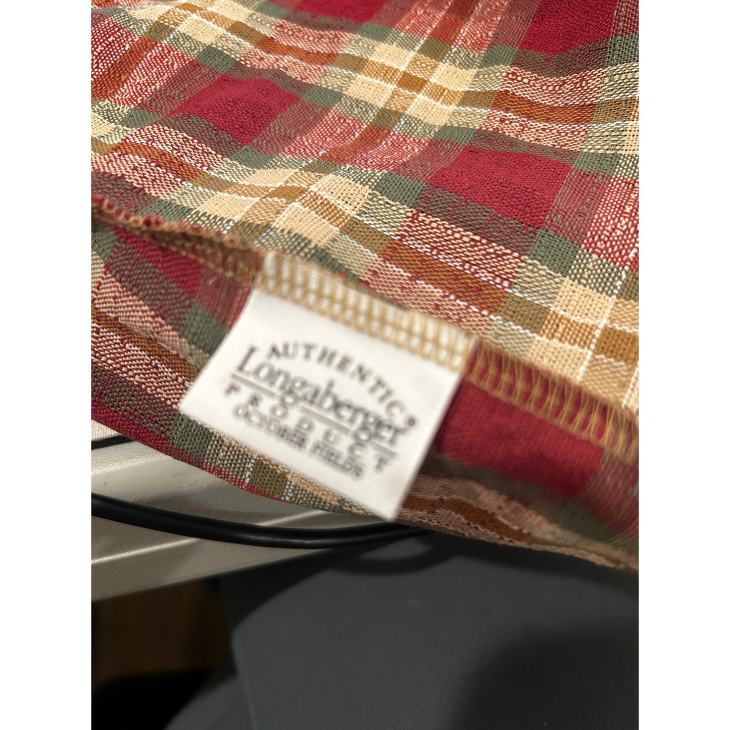 Longaberger October Fields pumpkin basket liner ORCHARD PARK PLAID