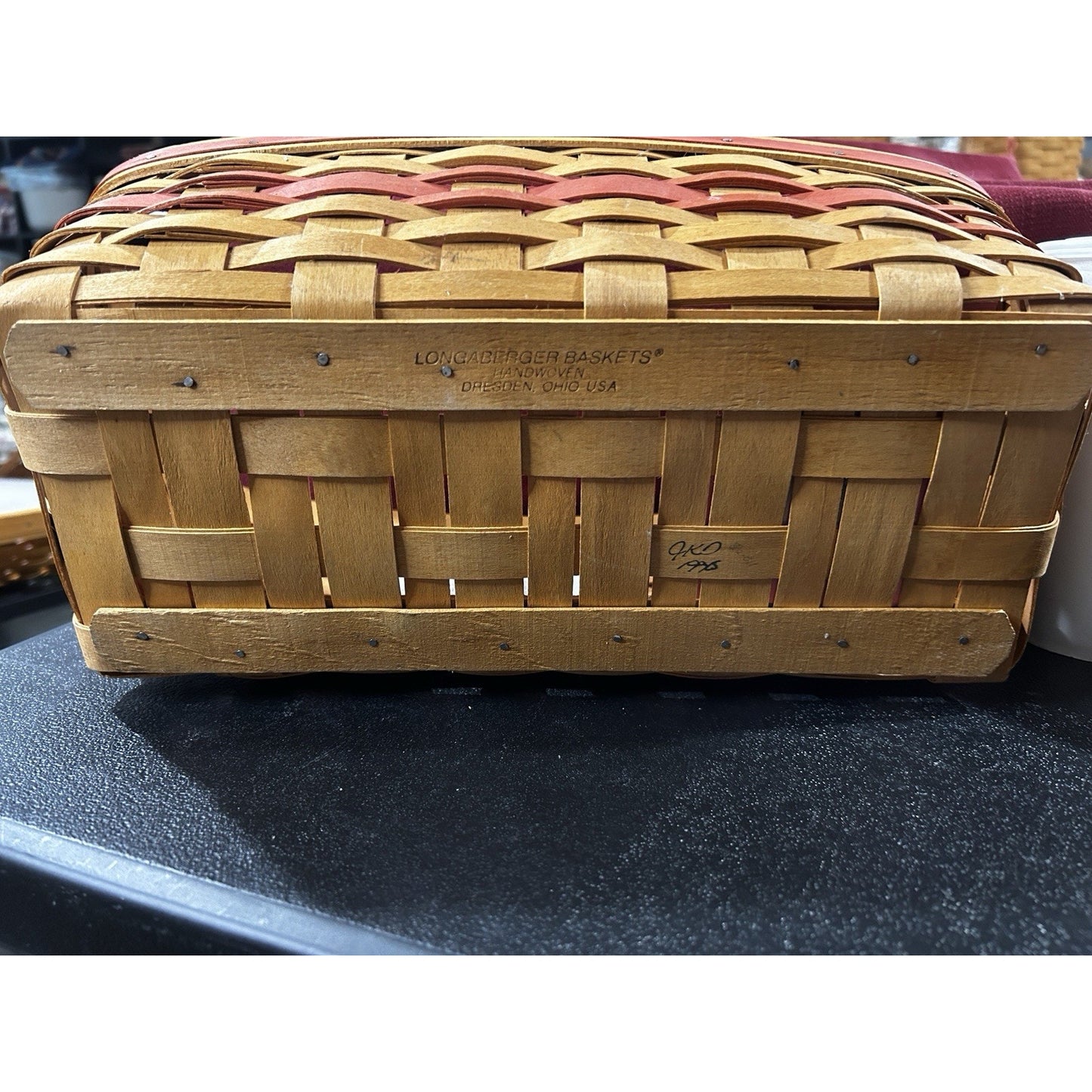 Longaberger 1996 Mothers Day Vanity Basket For Makeup Organization Pink Accents