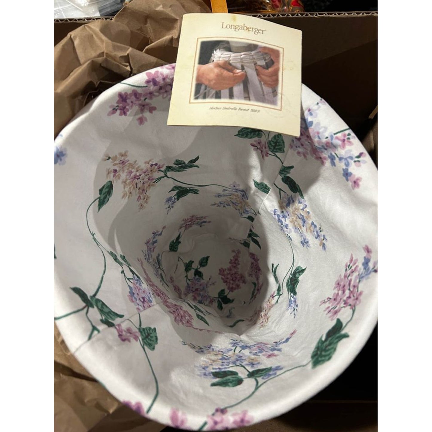 Longaberger UMBRELLA basket with custom made fabric liner