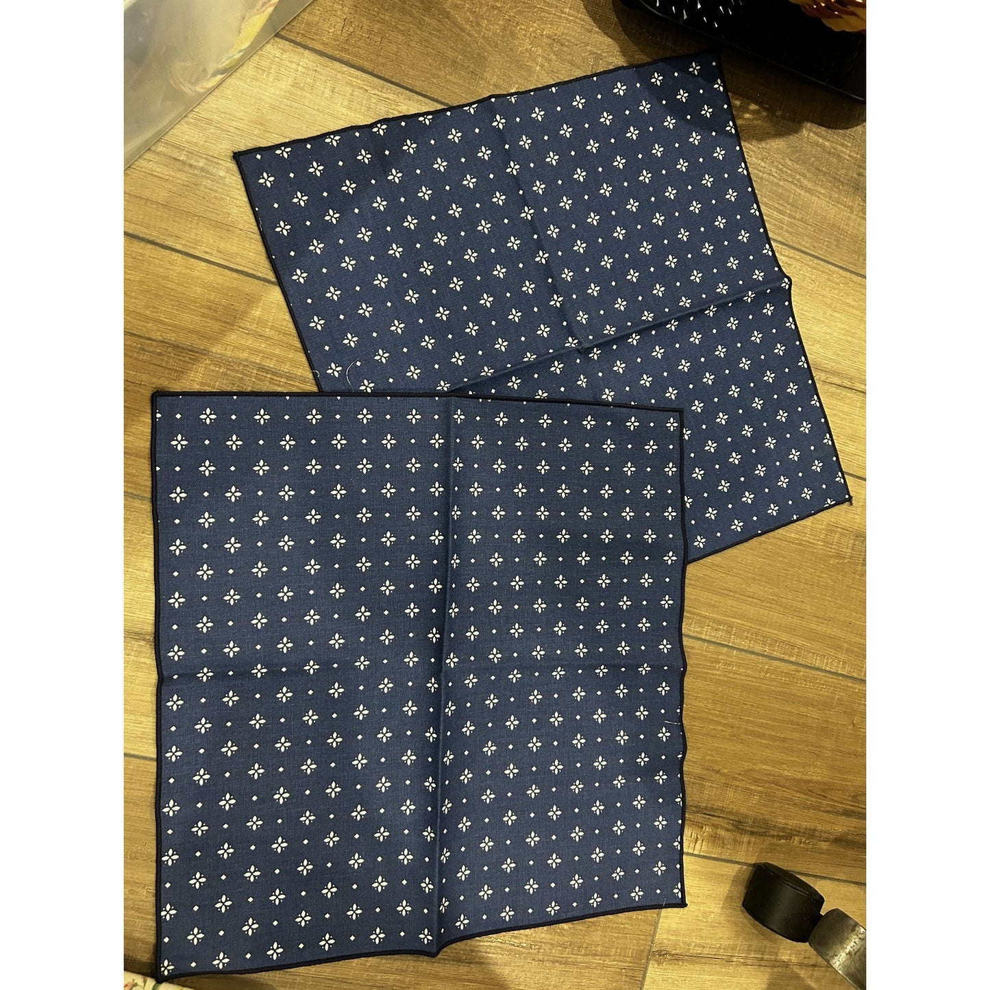 Longaberger Basket Napkins Classic Blue fabric squares Set of 2 ~ New