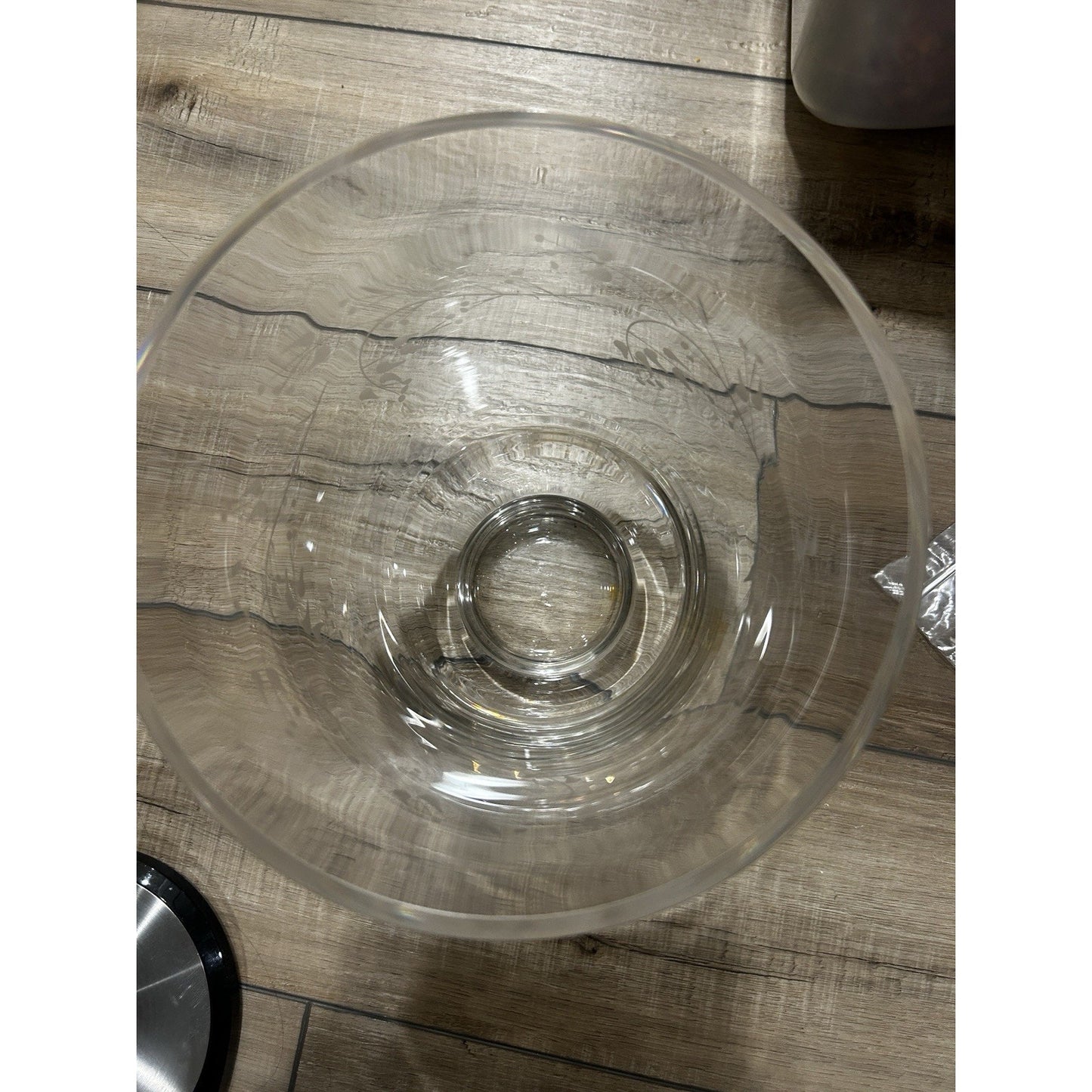 Longaberger Etched Glass Hurricane Vase or Candle Holder