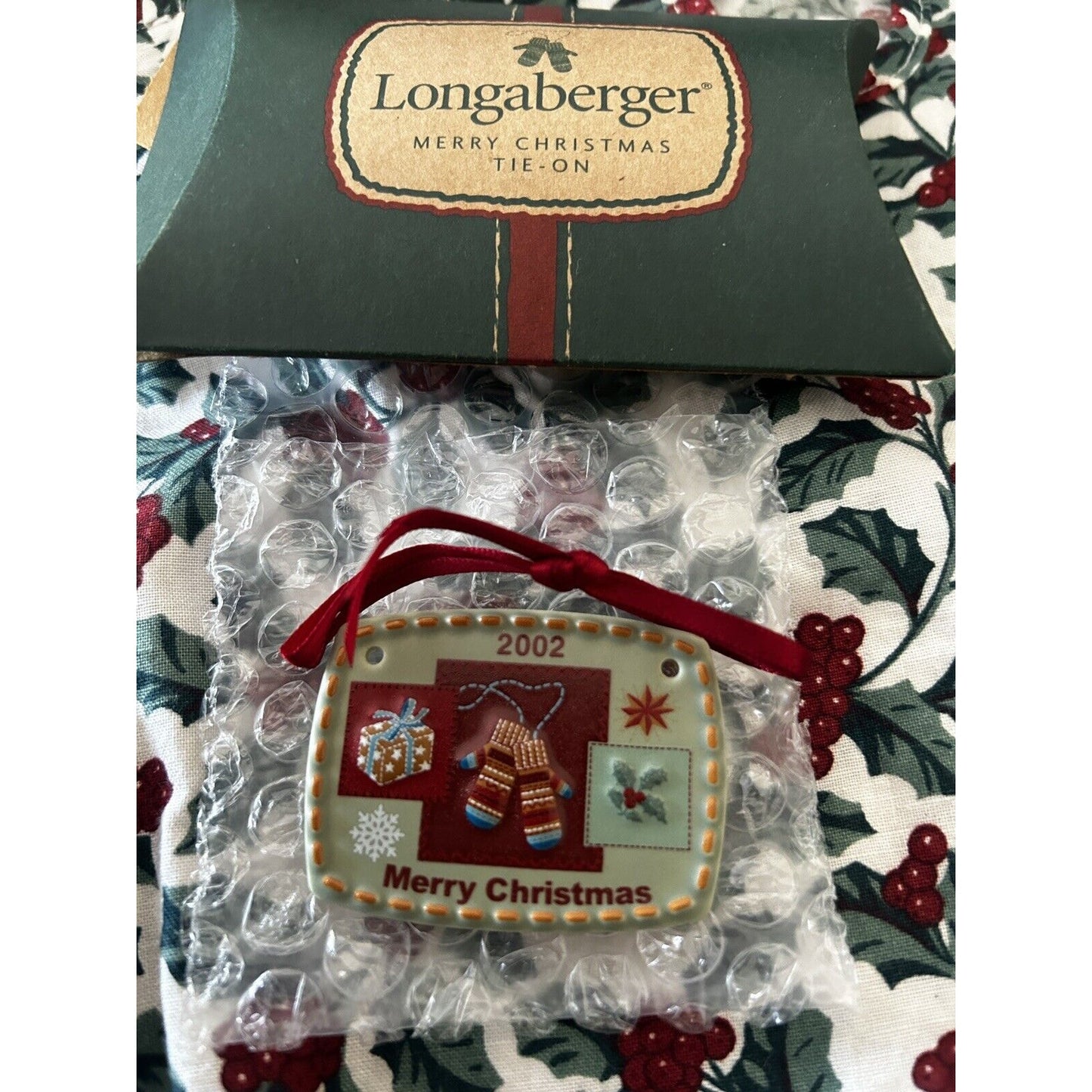 Longaberger 2002 Merry Christmas Basket Tie-On New Mittens Snowflake Gifts NEW