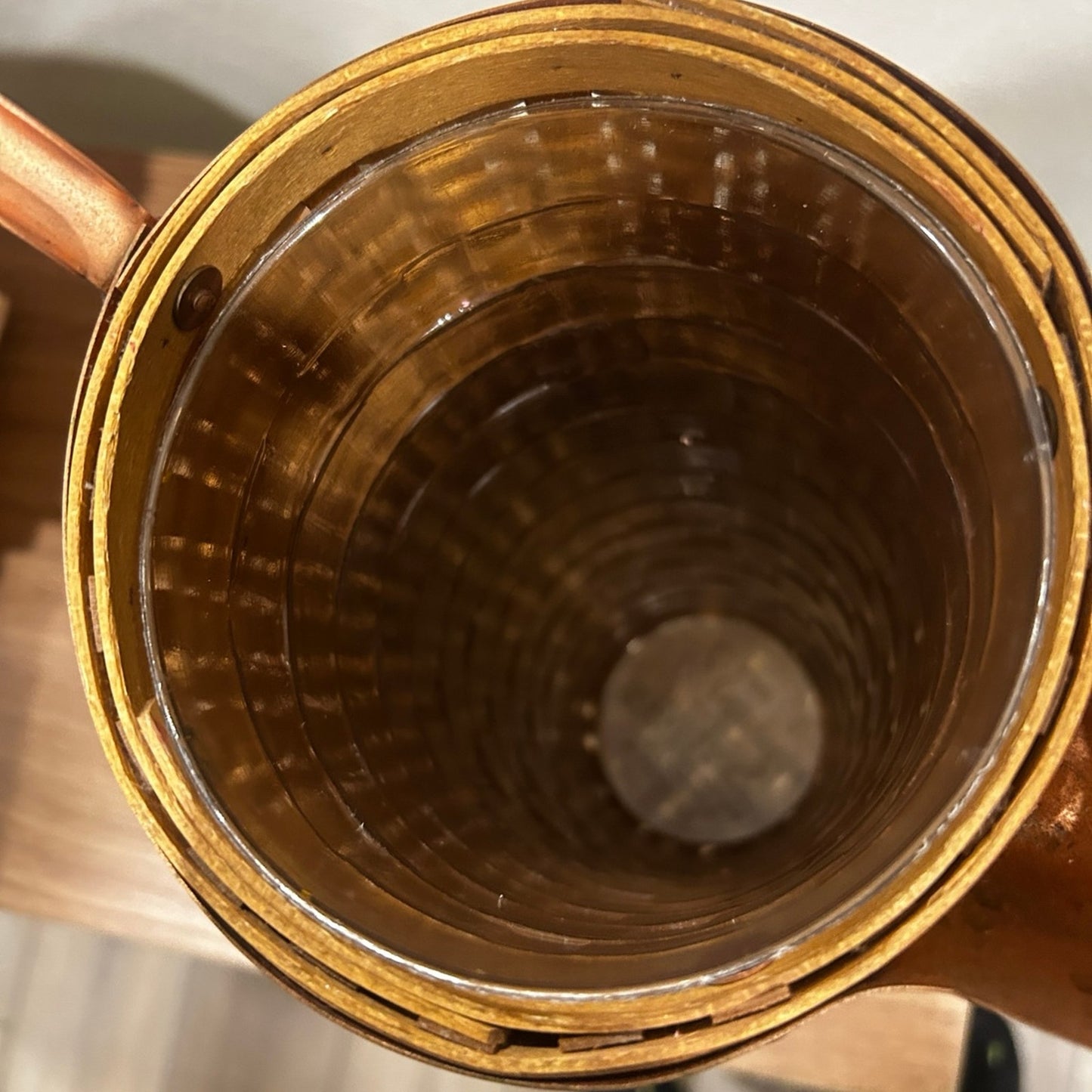 Longaberger Woven Basket Pitcher Copper Handle & protector Rare