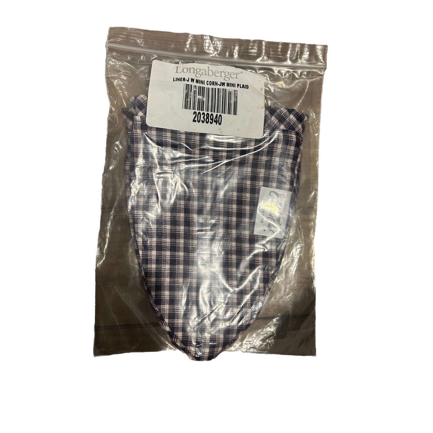 Longaberger JW Mini Corn Basket Liner Collectors Club Plaid NEW
