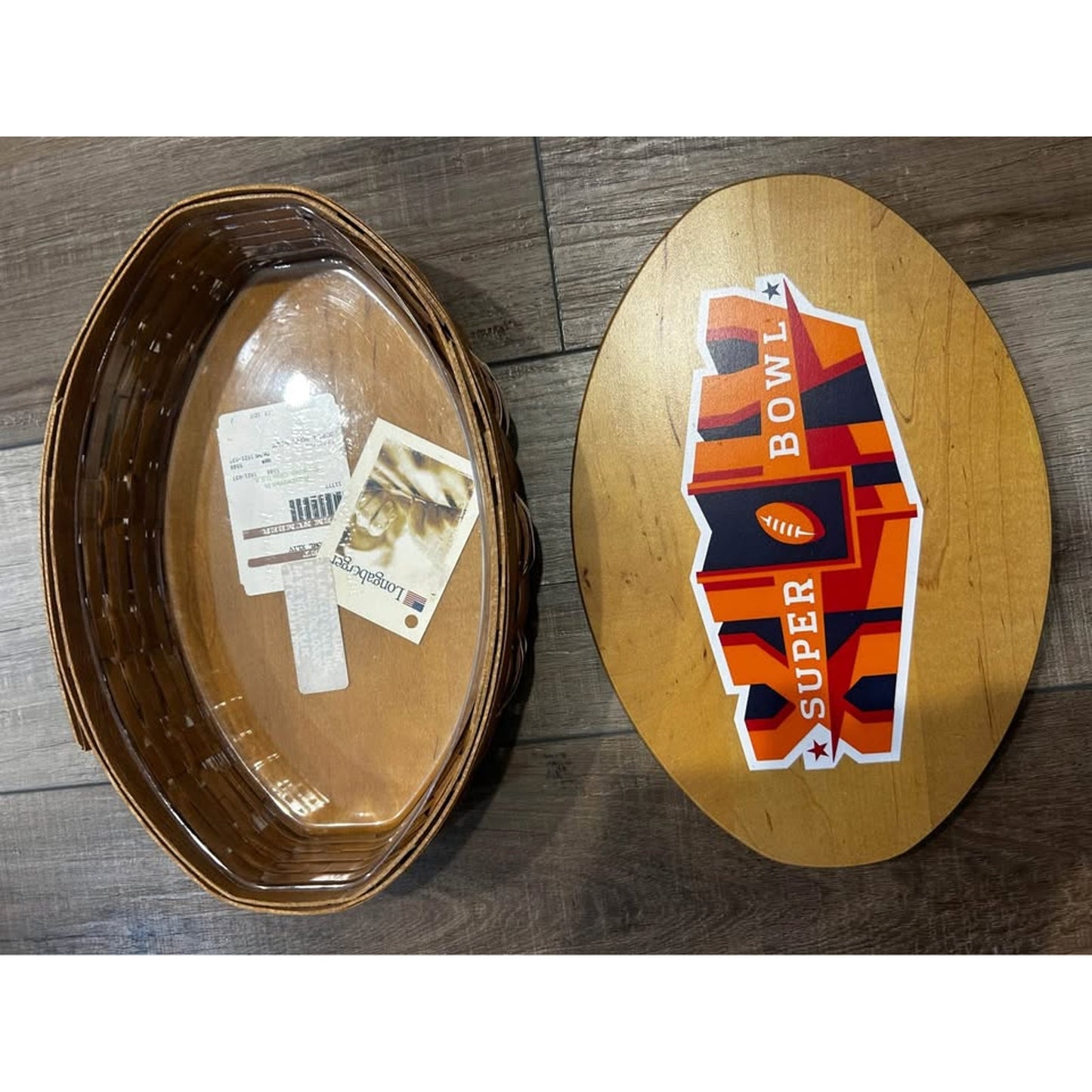 Longaberger Super Bowl XLIV football basket with lid & protector