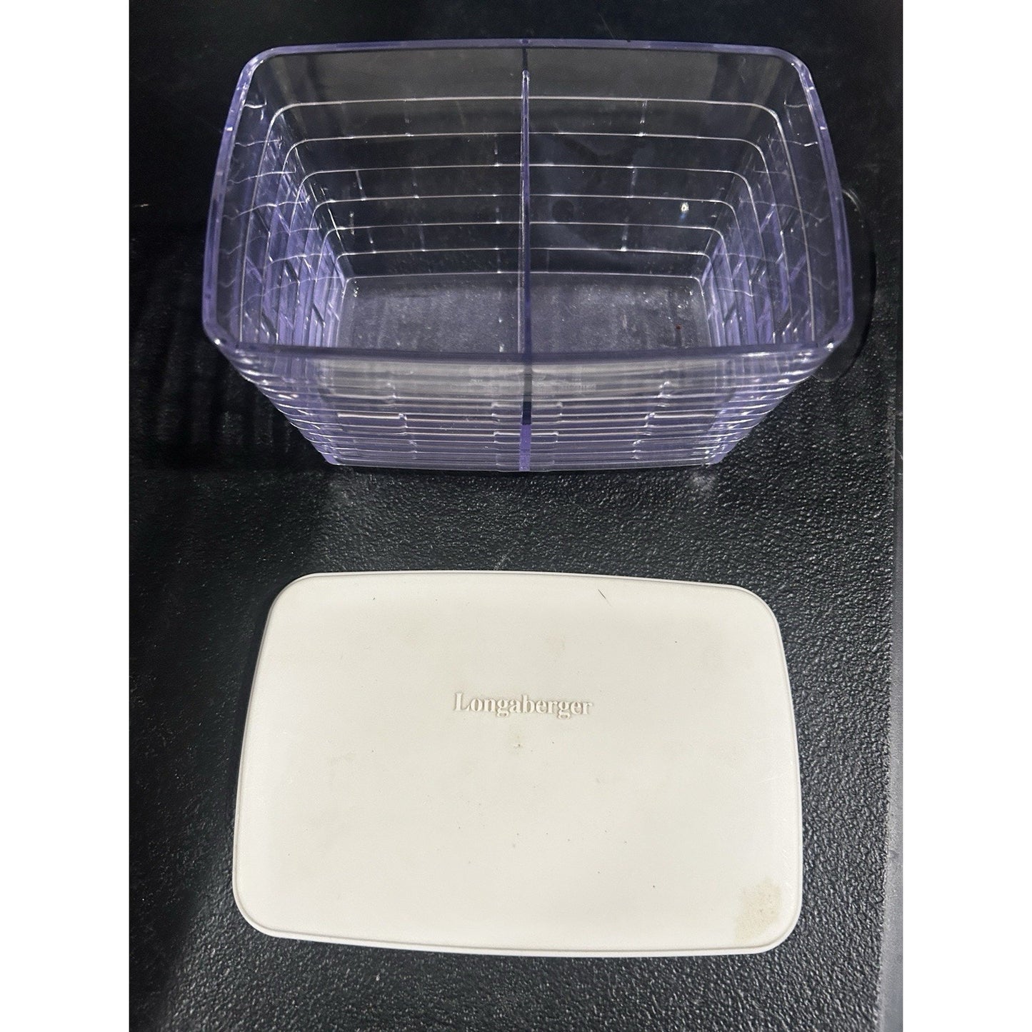 Longaberger Tea Basket Hard Plastic Divided Protector & Lid