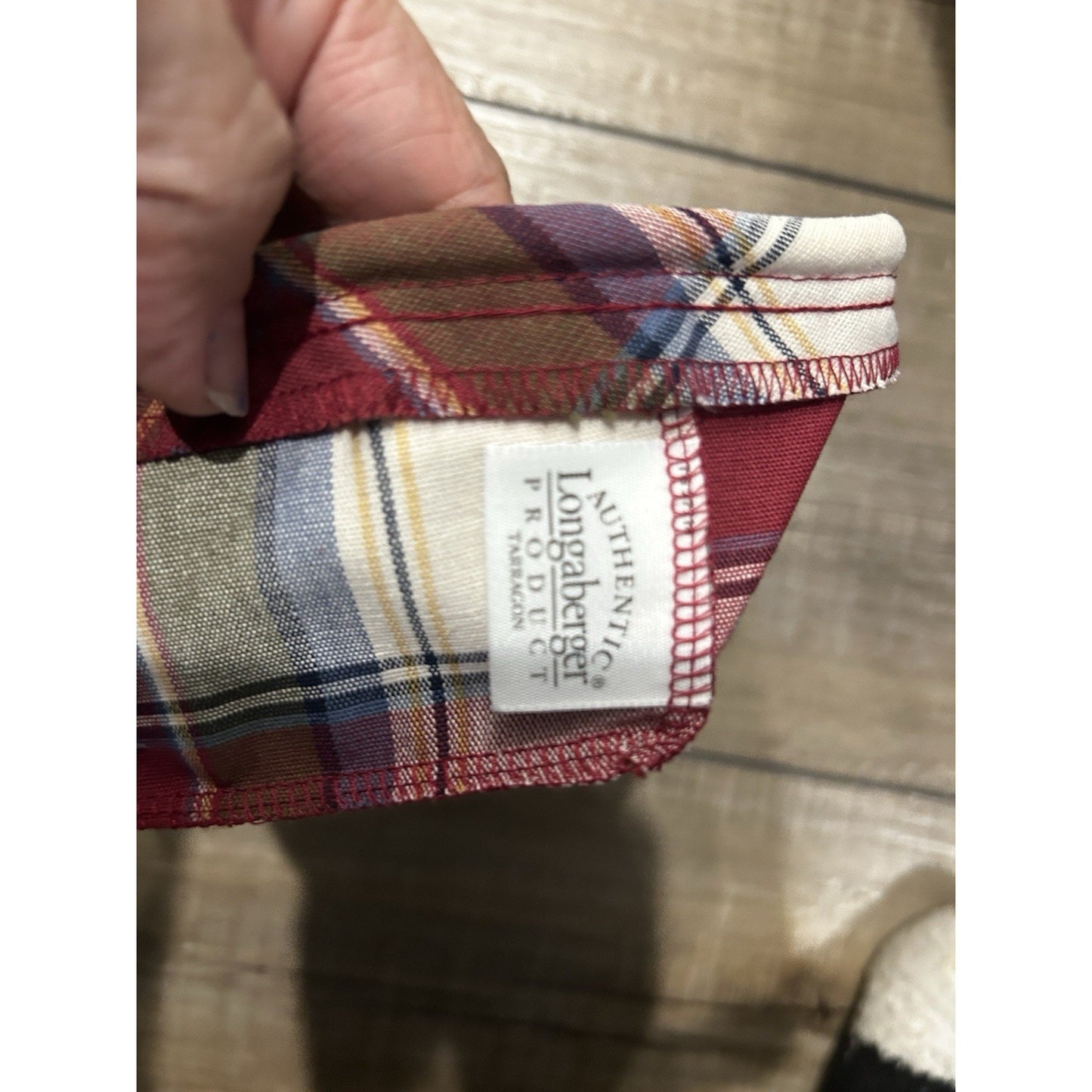 Longaberger Paprika Plaid Tarragon Basket Liner fabric Farmhouse