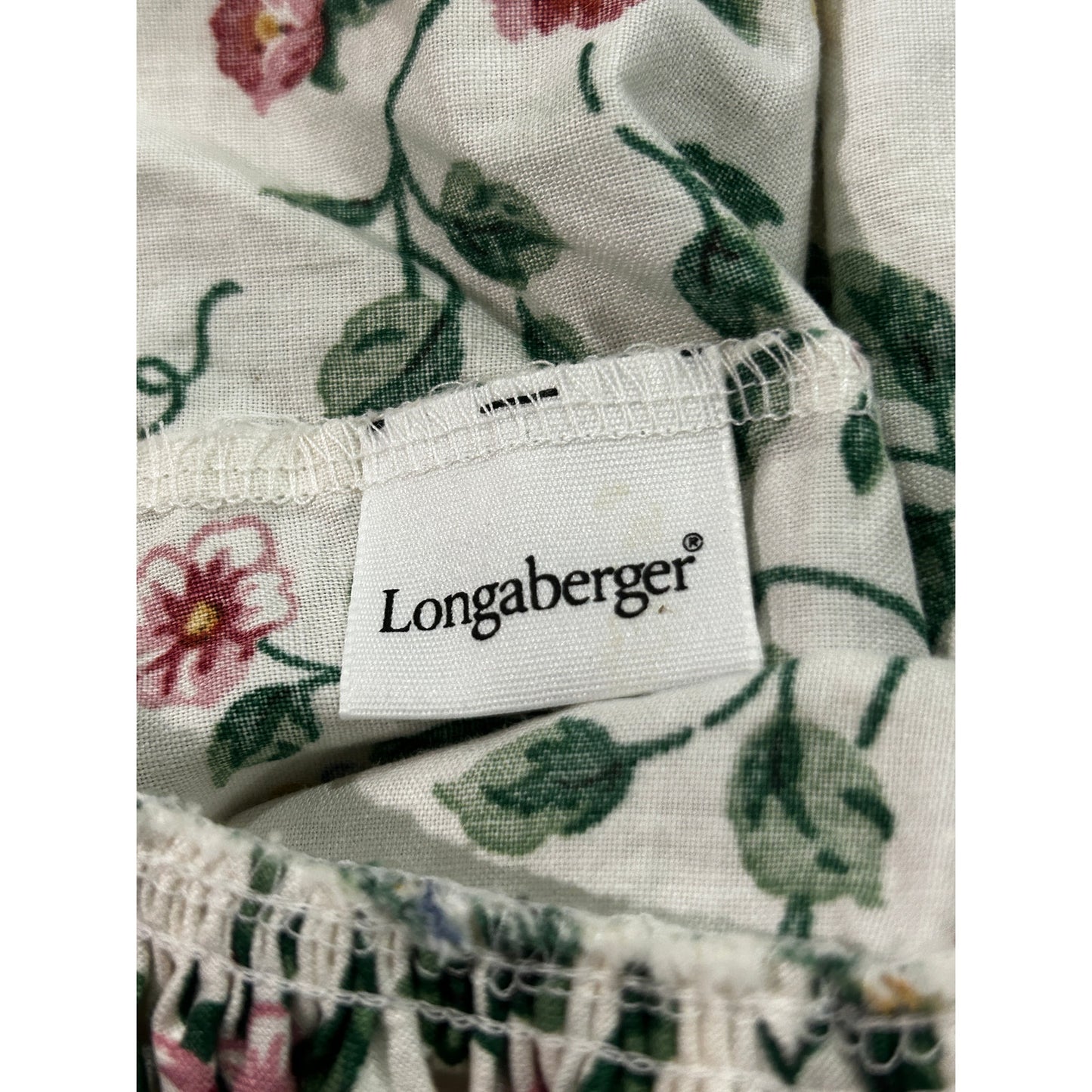Longaberger VANITY Basket Liner WHITE VINE FLORAL Fabric