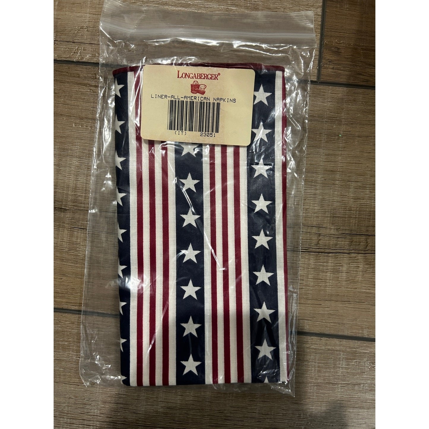 Longaberger Set of 2 Napkins All American Stars Spangled Stripes Patriotic NEW