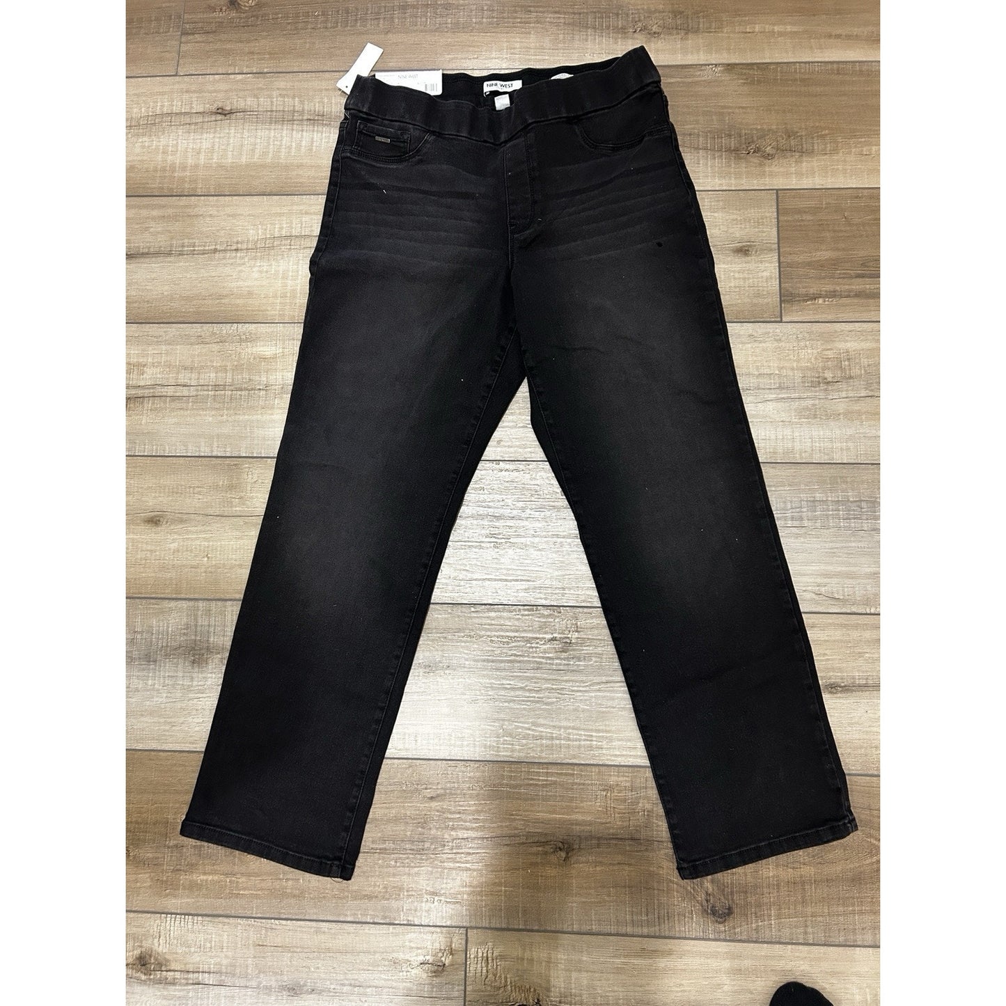 Nine West Women's Heidi Pull On Straight Pants Size 14 Black Jeans NEW Stretch