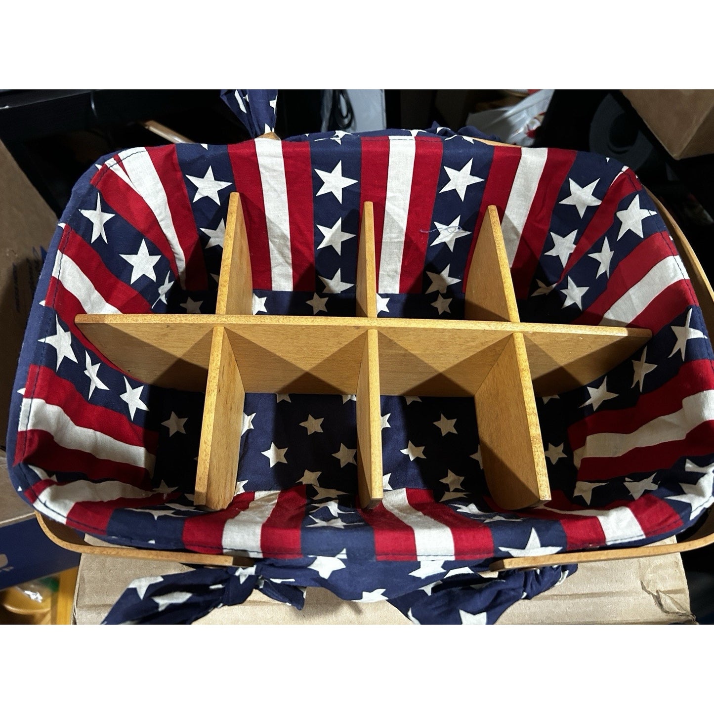 Longaberger 1992 All American Small Market Basket Stars & Stripes Liner Divider