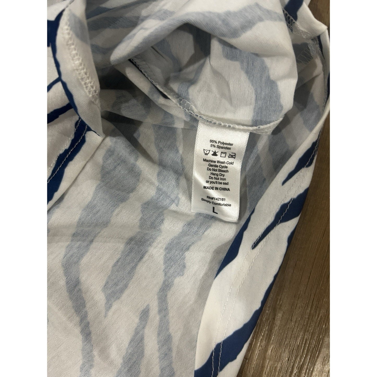 LuLaRoe LARGE Randy Top Shirt Blue Zebra Print 3/4 Red sleeves NEW patriotic