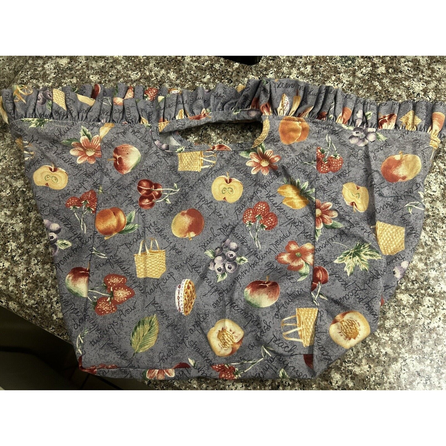 Longaberger 2 Two Pie Basket Liner Grandma Bonnie fabric purple fruit