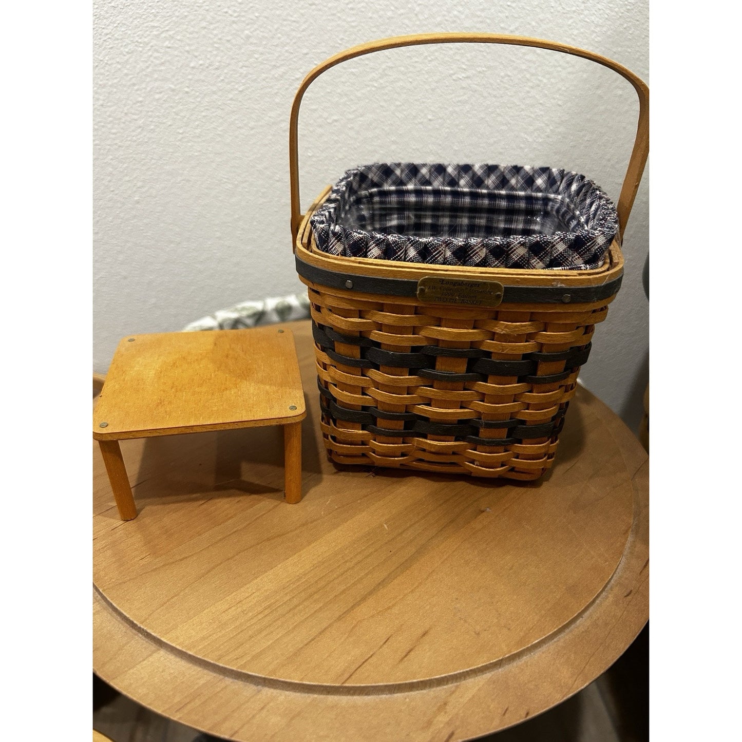 Longaberger 1999 Collector Club JW Mini Two Pie Basket Liner Protector Riser