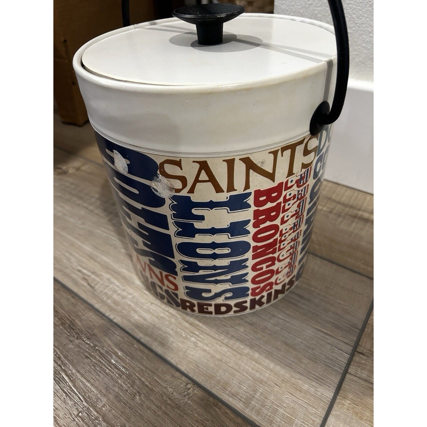 NFL Vintage West Bend Thermo Serv Insulated Ice Bucket Beer Wine w/ Lid MCM