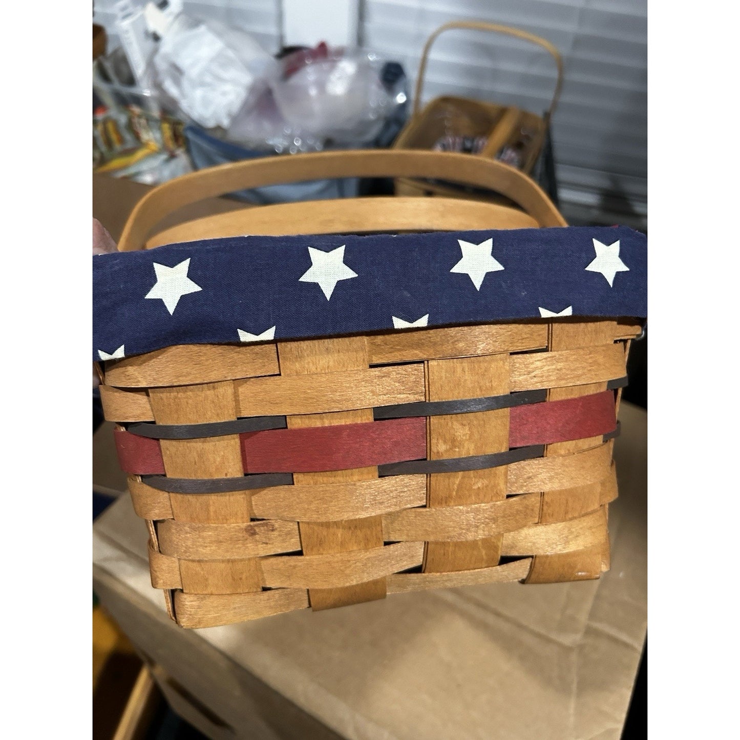 Longaberger 1992 All American Small Market Basket Stars & Stripes Liner Divider