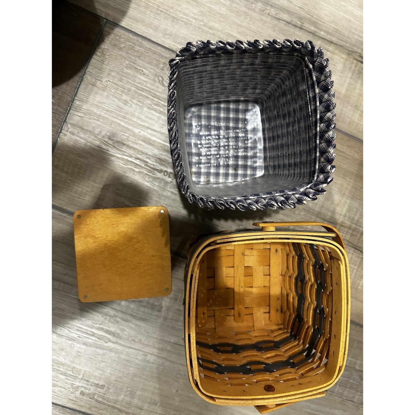 Longaberger 1999 Collector Club JW Mini Two Pie Basket Liner Protector Riser