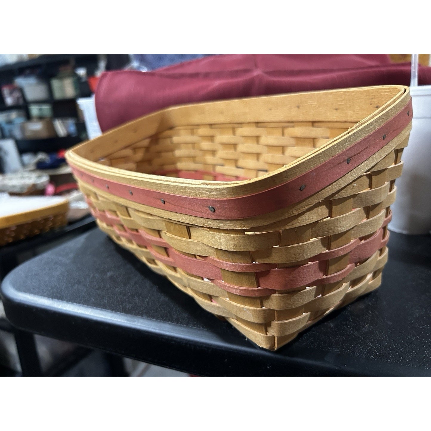 Longaberger 1996 Mothers Day Vanity Basket For Makeup Organization Pink Accents