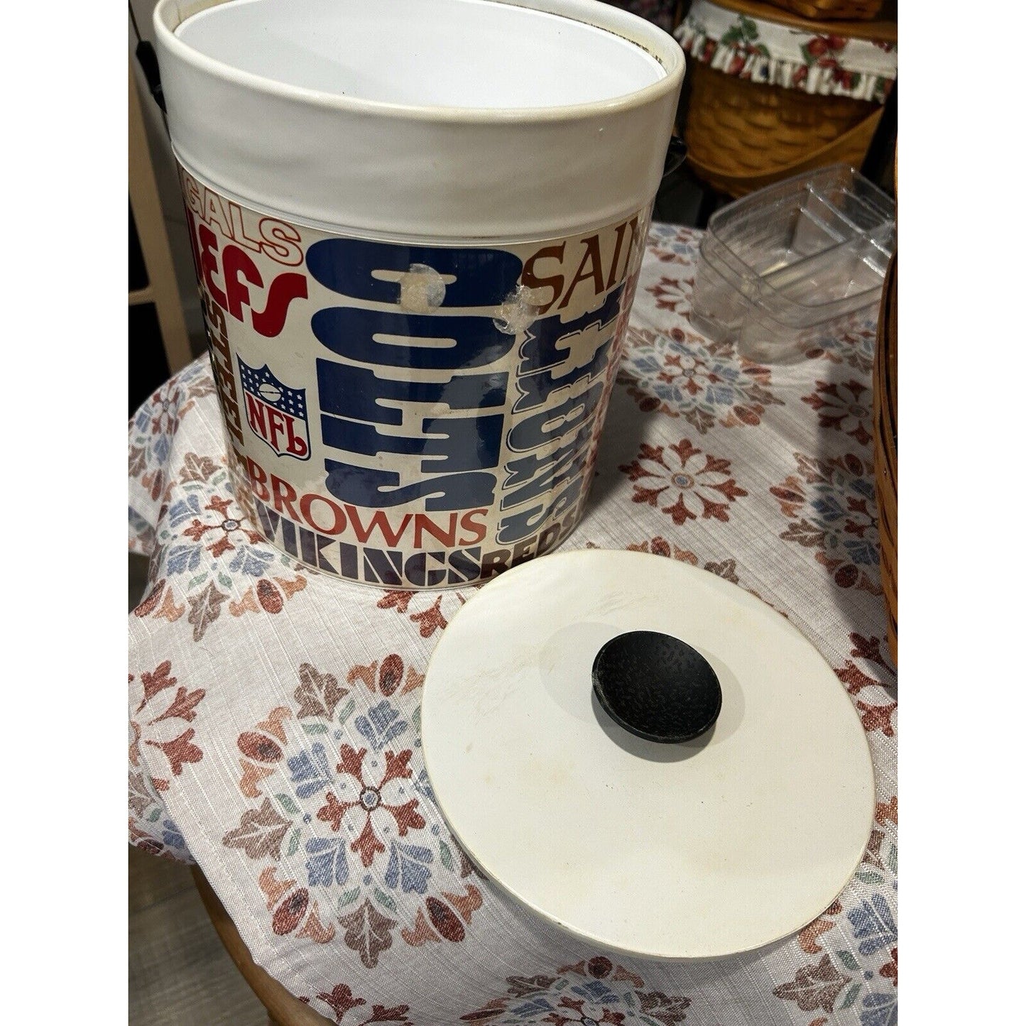 NFL Vintage West Bend Thermo Serv Insulated Ice Bucket Beer Wine w/ Lid MCM