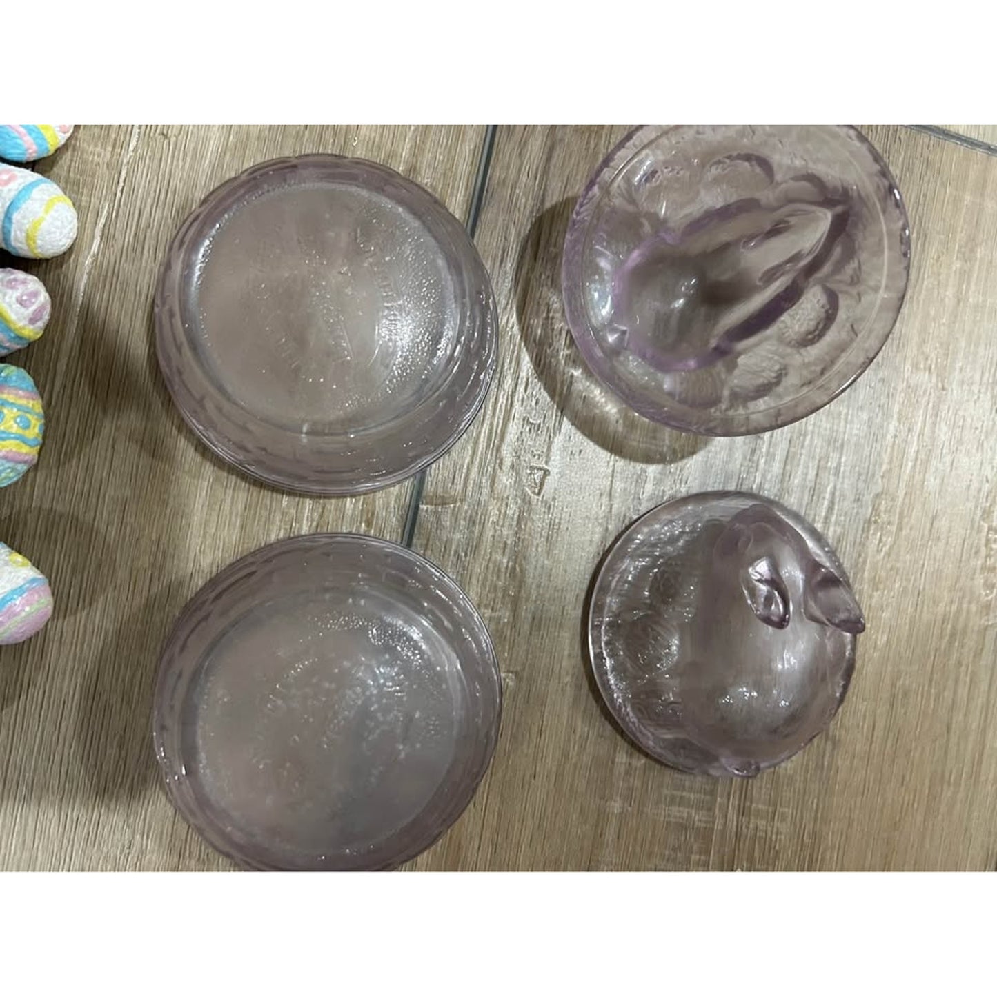Longaberger Basket Easter Bunny Lavender Mini Glass Dishes miniature LB eggs HTF