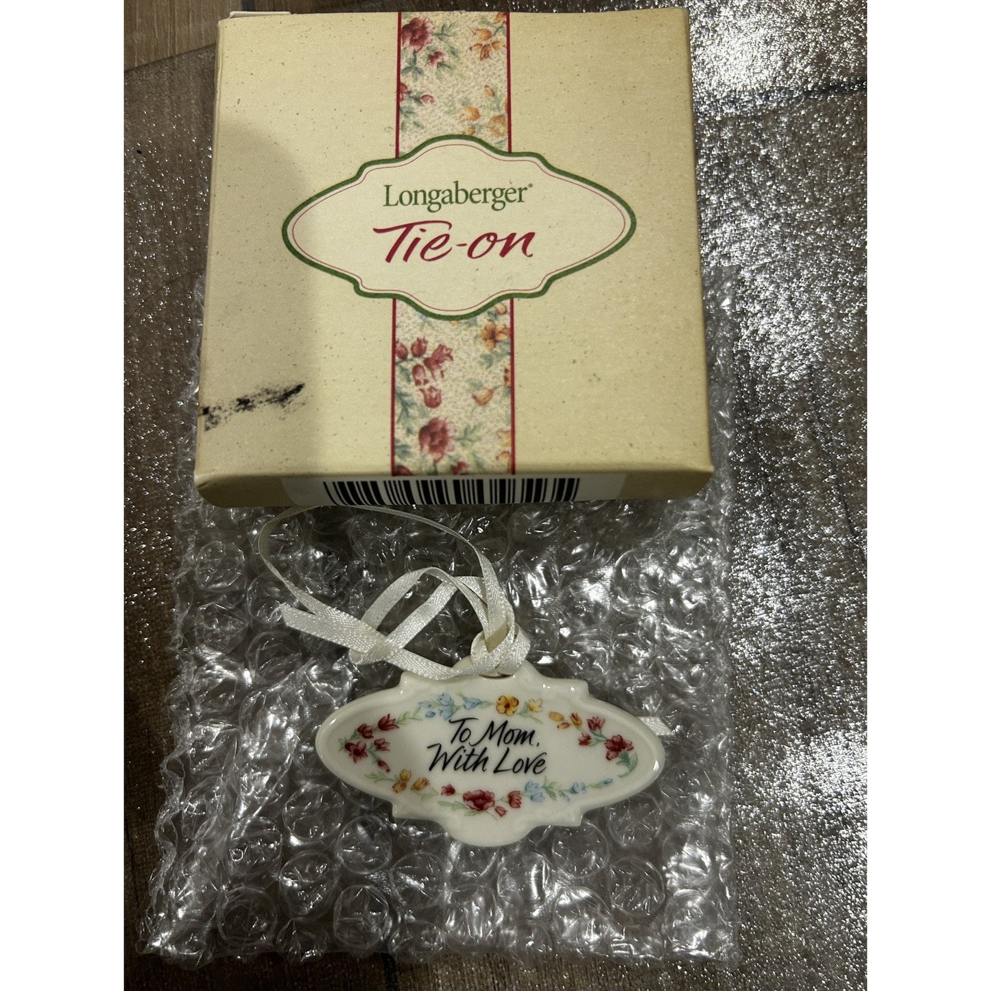 Longaberger 2001 Mother's Day Basket Tie on "To Mom With Love" floral NEW