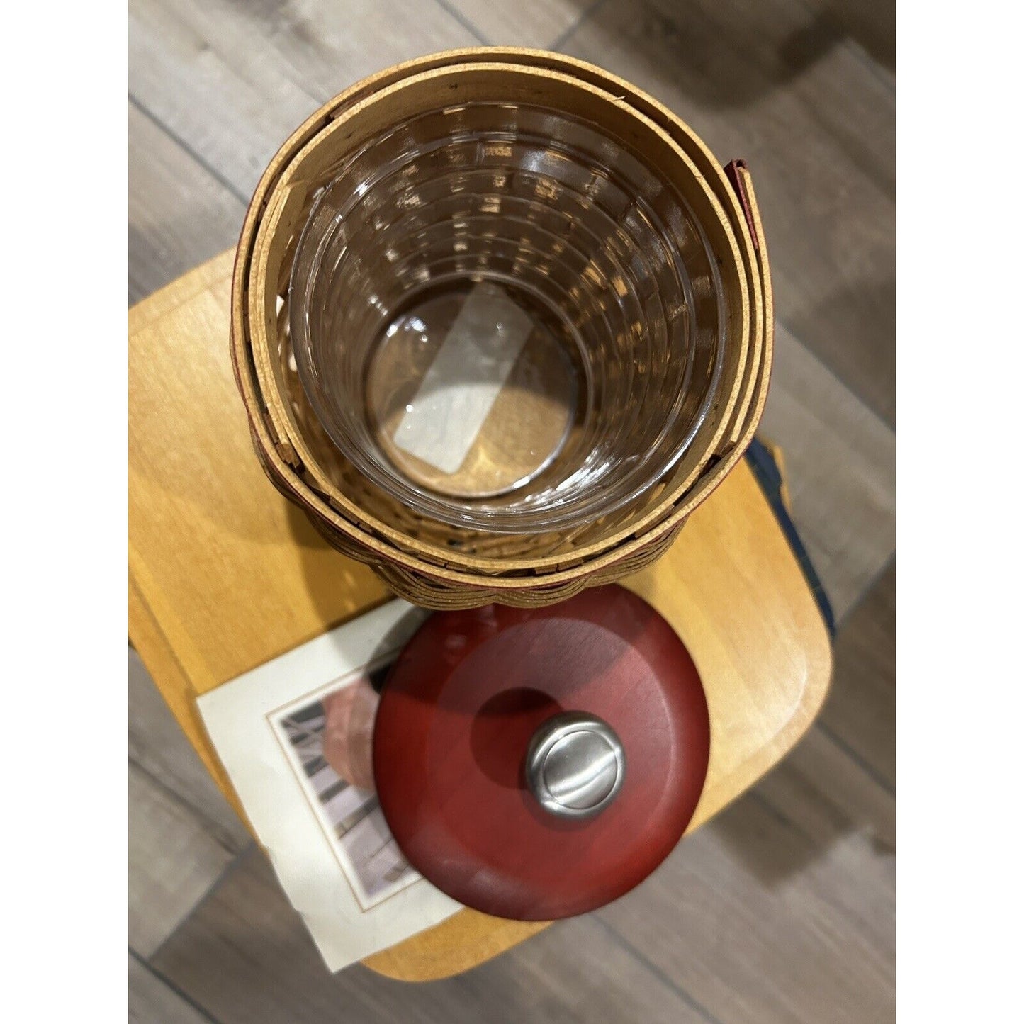 Longaberger Small Strawberry Basket Set Red Lid & protector