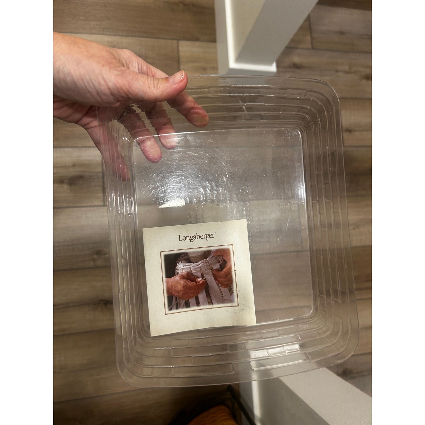Longaberger Napkin basket Combo Khaki check liner & protector deep brown