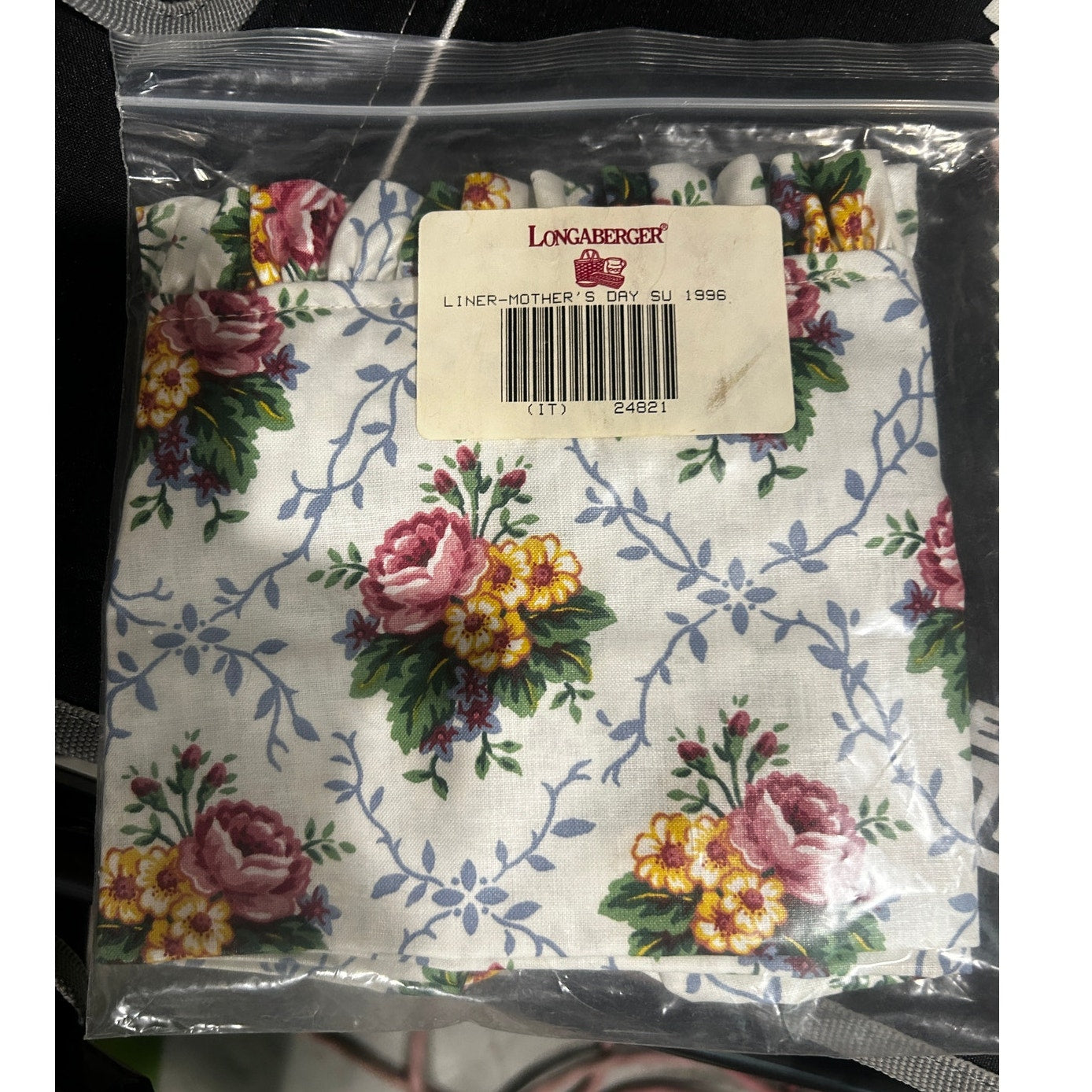 Longaberger 1996 MOTHERS DAY VANITY Basket Liner FLORAL Fabric NEW