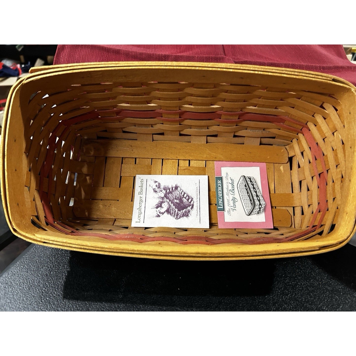 Longaberger 1996 Mothers Day Vanity Basket For Makeup Organization Pink Accents