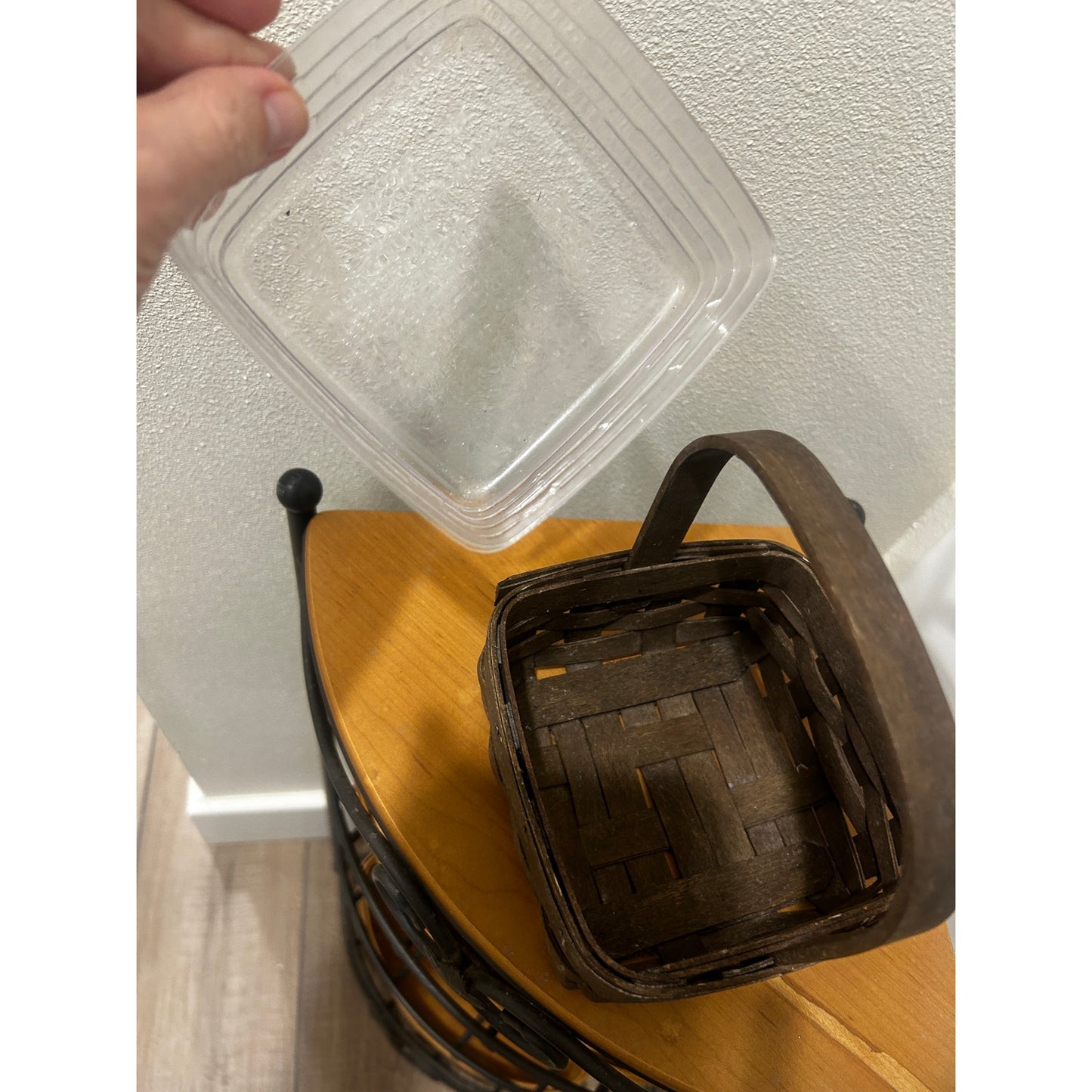 Longaberger Deep Brown Coaster basket & protector Square