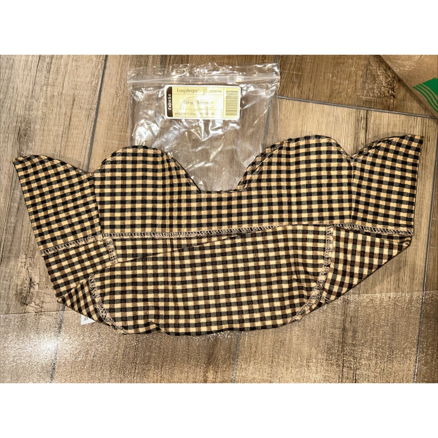 Longaberger Khaki Check OVAL SPRING Basket Liner NEW