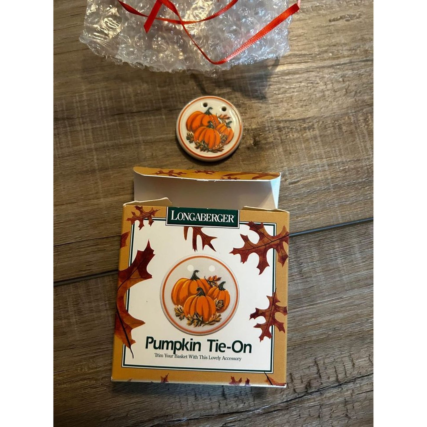 Longaberger Pumpkin tie on ceramic NeW fall Halloween