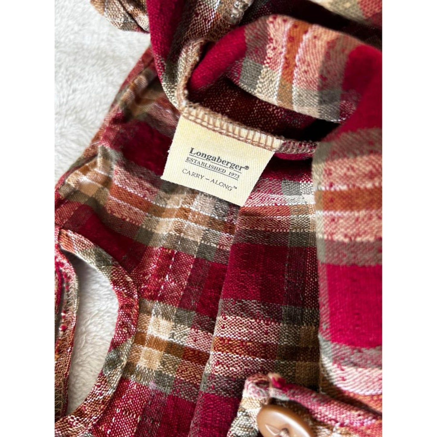 Longaberger Basket liner Orchard park plaid OPP Carry Along