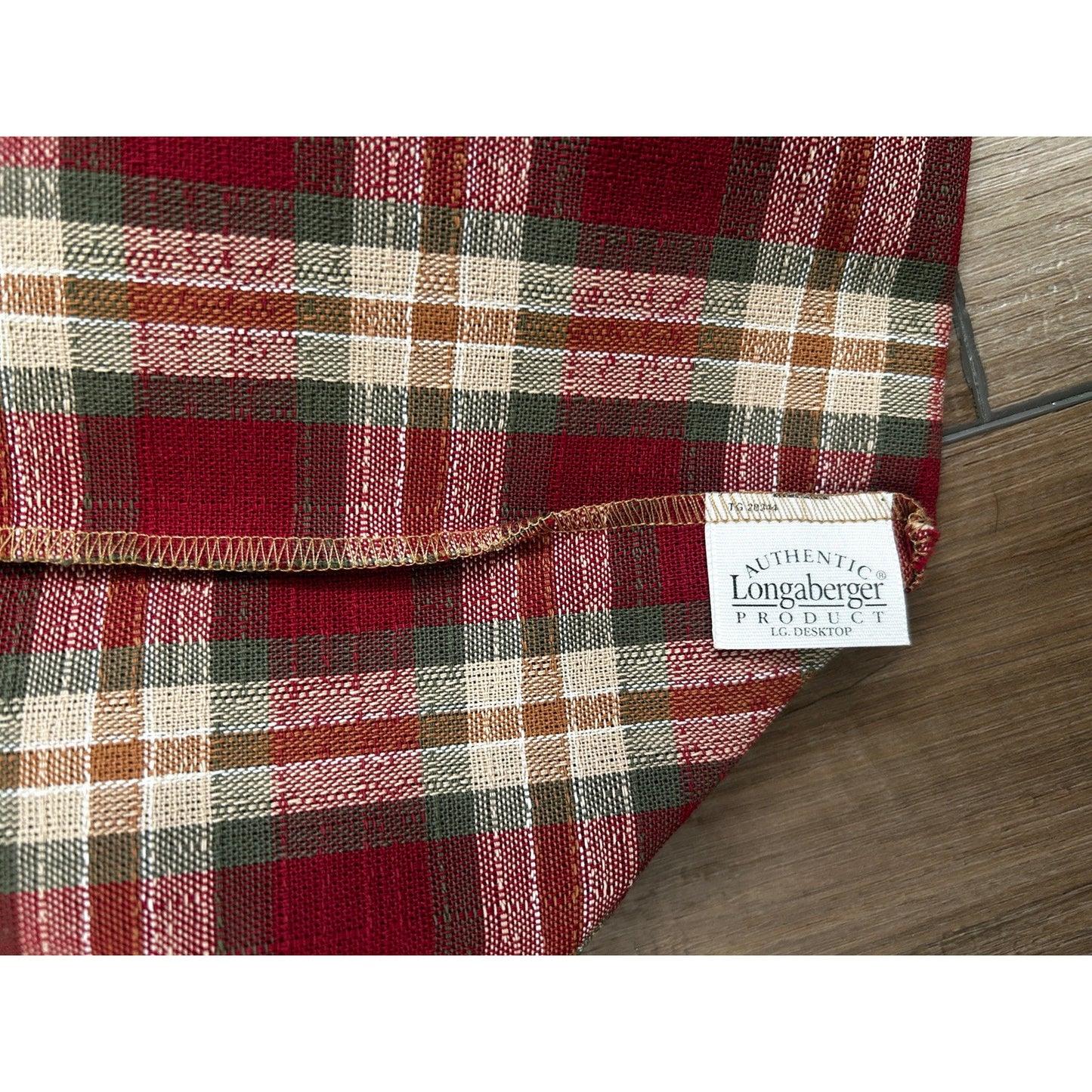 Longaberger Large Desktop Basket Orchard Park Plaid Over Edge Liner