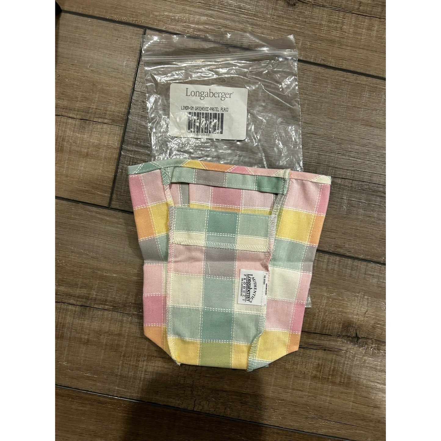 Longaberger SMALL GATEHOUSE Basket Liner PASTEL PLAID pink green yellow NEW Baby