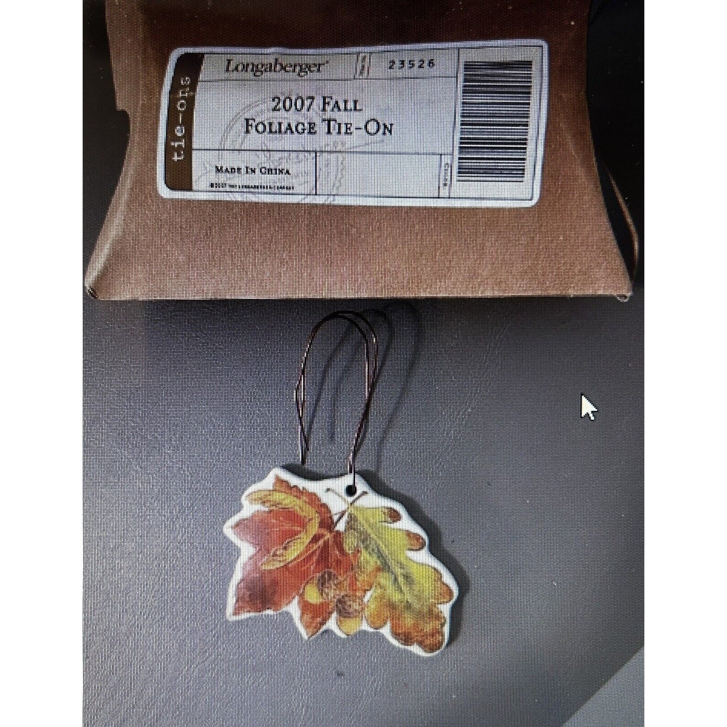 Longaberger Fall Foliage Pottery Tie-On New Oak maple leaves acorns