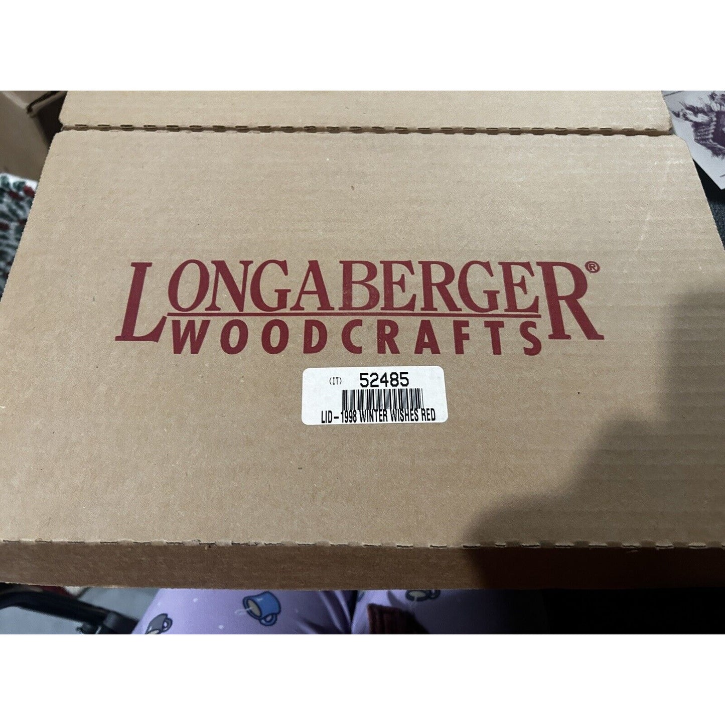 LONGABERGER BASKET Hostess WINTER WISHES LID Red Knob Christmas NEW