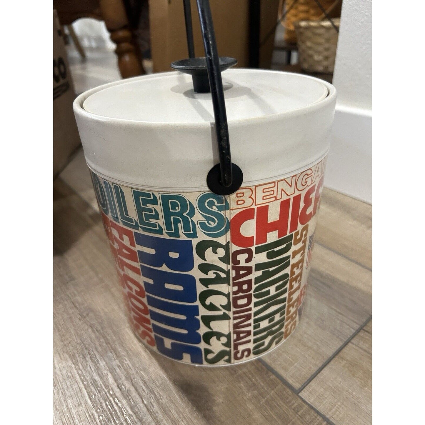 NFL Vintage West Bend Thermo Serv Insulated Ice Bucket Beer Wine w/ Lid MCM