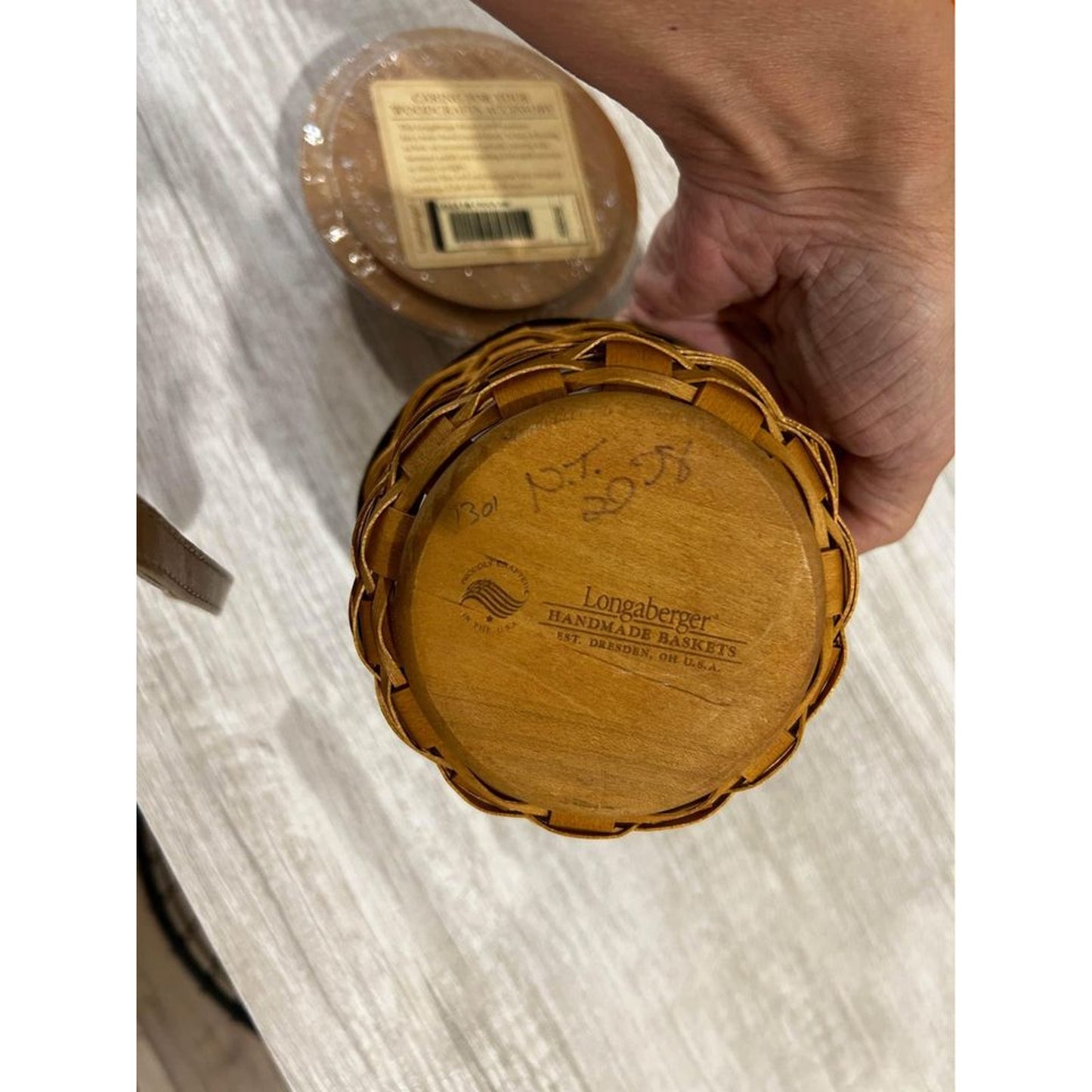 Longaberger EXTRA SMALL CROCK BASKET Protector and WoodCrafts Lid NEW 2008