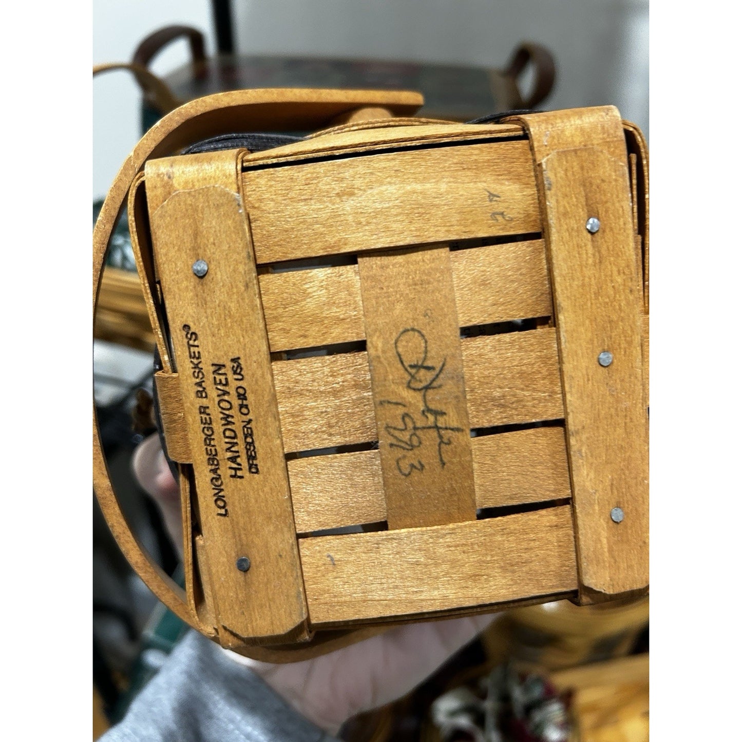 Longaberger VIP BASKET 1993 Regional sponsored small square with lid & handle