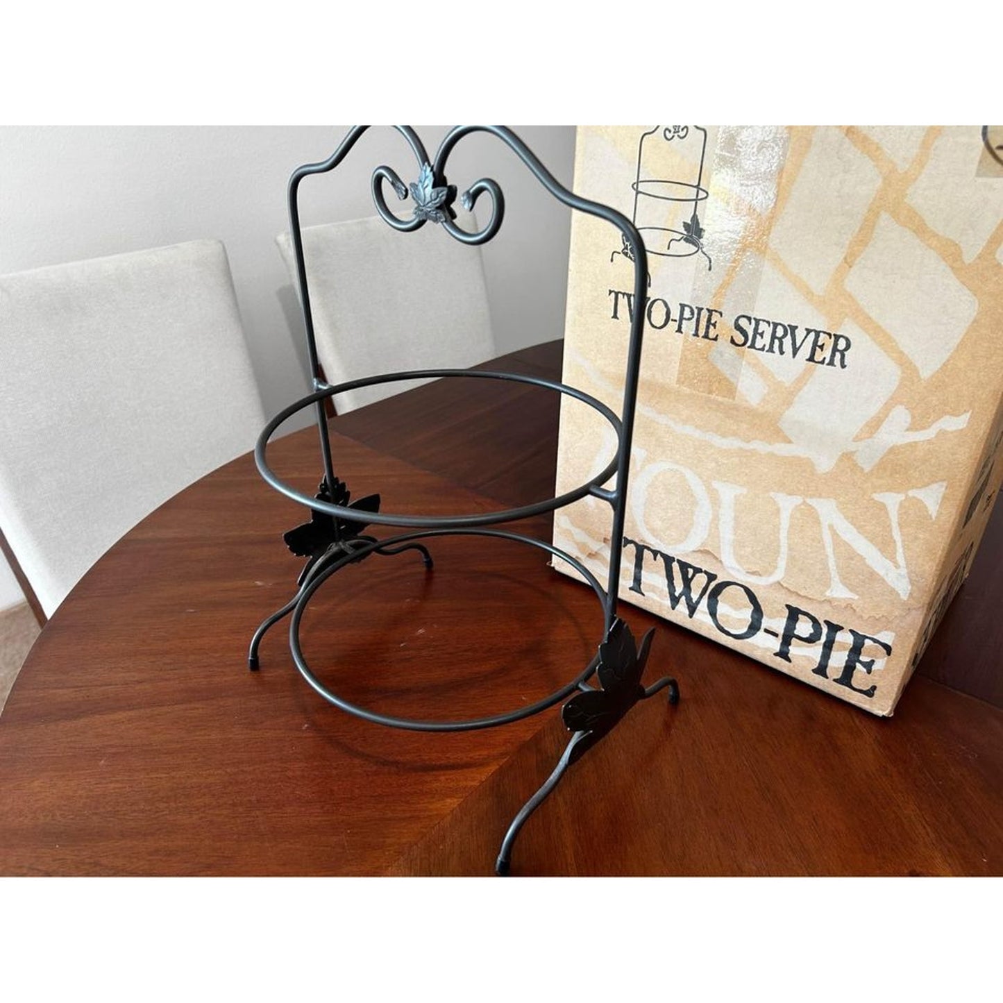 Longaberger Wrought Iron Two Pie Server Rack Stand 72630 Hand forged Made in USA New in Box